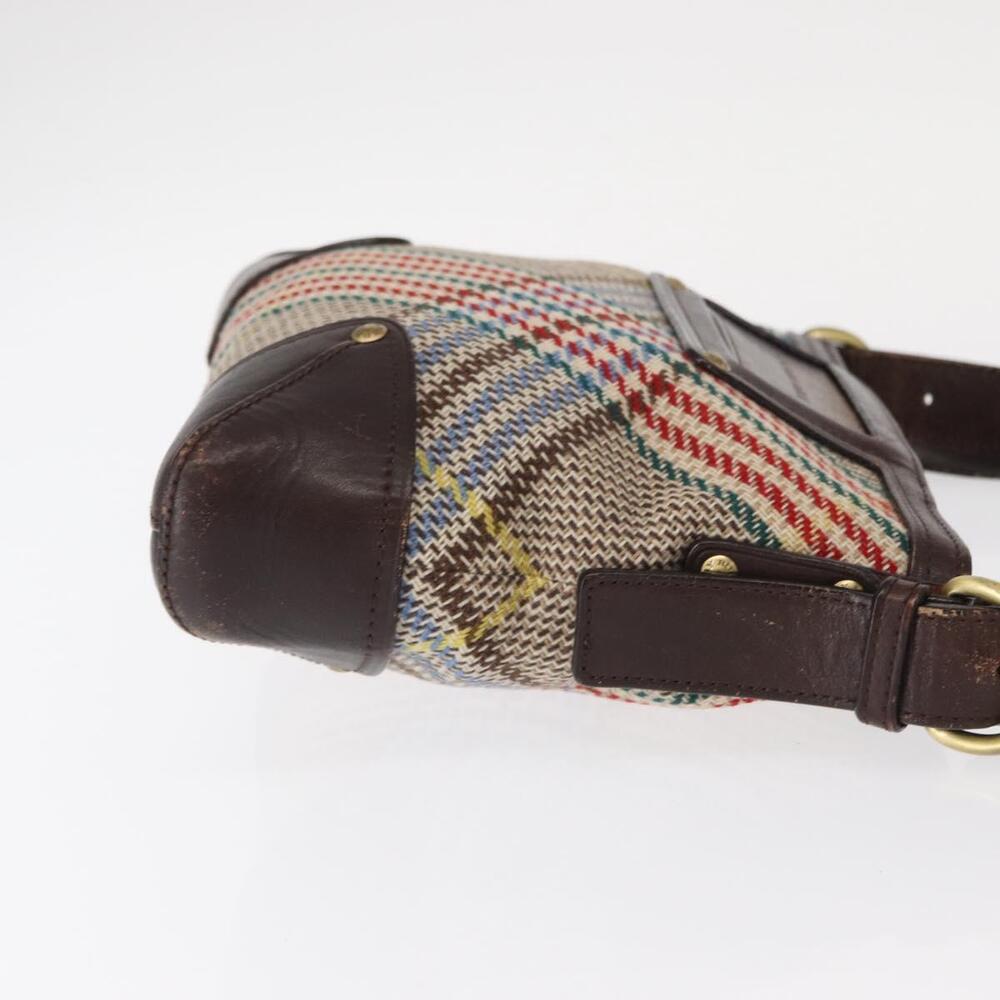 BURBERRY Nova Check Shoulder Bag Canvas Brown Gold Auth 151717 - Picture 3 of 16
